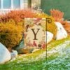 Swirling Fall Leaves Monogram Y Garden Flag