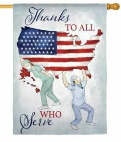 Thanks To All Who Serve Suede Reflections House Flag