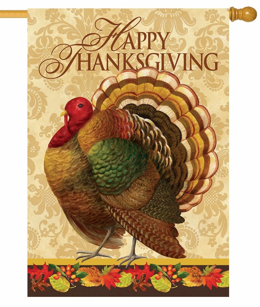 Thanksgiving Turkey Patterns House Flag 3 Thanksgiving Turkey Patterns House Flag
