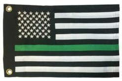 Thin Green Line Black And White American 2-Ply Polyester 12×18 Boat Flag