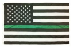 Thin Green Line Black And White American 3×5 Flag Sewn Nylon