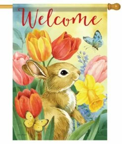 Tulip Bunny House Flag