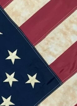 Vintage Antiqued Sewn Nylon 3×5 American Flag W/Sleeve