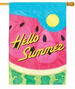 Watermelon Hello Summer Double Applique House Flag -Flag Sales 2024 watermelon hello summer double applique house flag