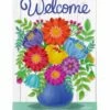 Welcome Flower Bouquet Suede Reflections House Flag -Flag Sales 2024 welcome flower bouquet suede reflections house flag