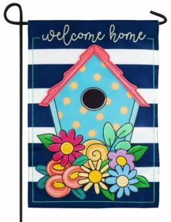 Welcome Home Birdhouse Applique Garden Flag