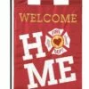 Welcome Home Firefighter Double Applique Garden Flag
