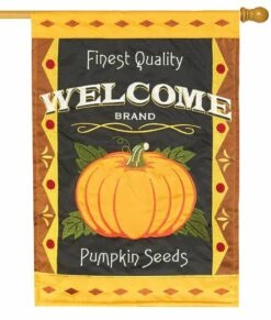 Welcome Pumpkin Double Applique House Flag