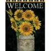 Welcome Sunflowers And Stripes House Flag