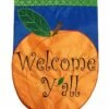 Welcome Y’all Peach Double Applique House Flag -Flag Sales 2024 welcome yall peach double applique house flag
