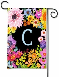Wildflowers Monogram C Garden Flag