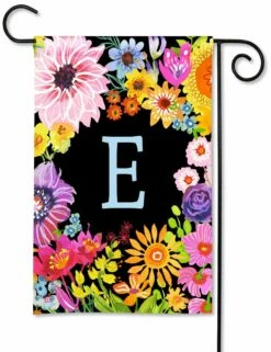 Wildflowers Monogram E Garden Flag