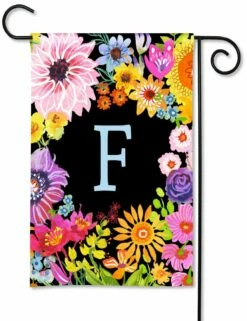 Wildflowers Monogram F Garden Flag