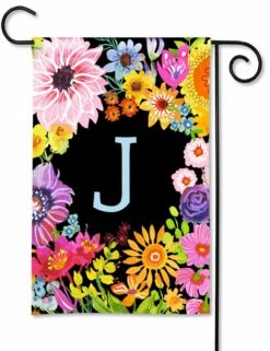 Wildflowers Monogram J Garden Flag