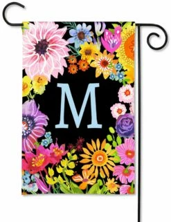Wildflowers Monogram M Garden Flag