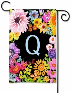 Wildflowers Monogram Q Garden Flag