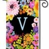 Wildflowers Monogram V Garden Flag