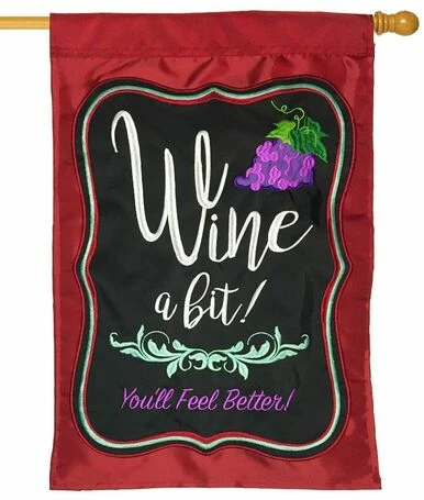 Wine A Bit Double Applique House Flag 4 Wine A Bit Double Applique House Flag - Image 2
