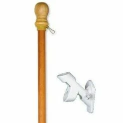 Wood 5ft Flagpole With Rotating Ring And Clip Kit