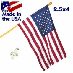 Wood 5ft Pole With Embroidered Nylon Flag Kit